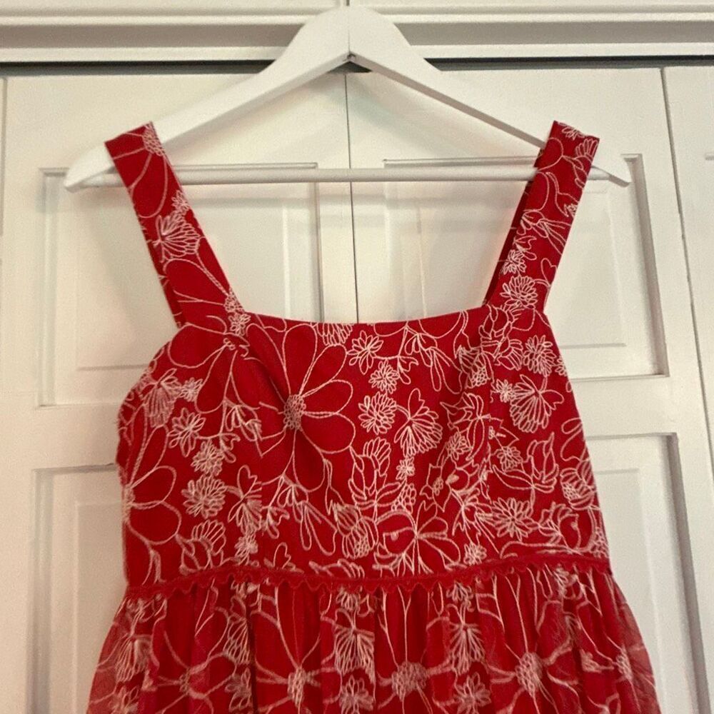 Anthropologie X Sachin and Babi red embroidered midi dress 6 - Picture 6 of 15